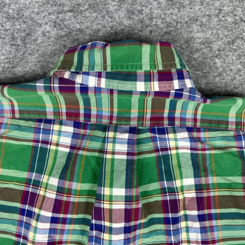 Polo Ralph Lauren Shirt Mens L Green Plaid Long Sleeve Classic Fit Color Pony